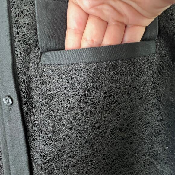 Banana Republic Heritage Belted Lace Shirt Dress Women Size 2 Black Crochet Hem - Picture 11 of 15